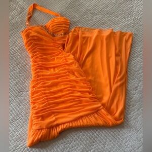 Neon Orange Retro Prom Dress Size 3/4